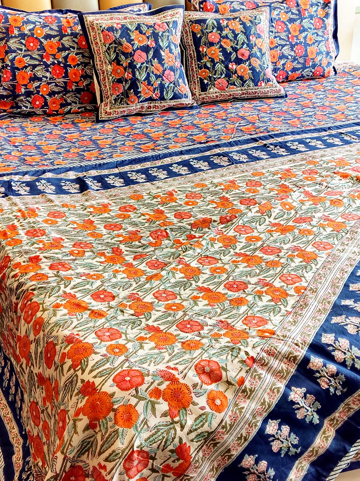Orange Marie Hand Blocked Wedding Set