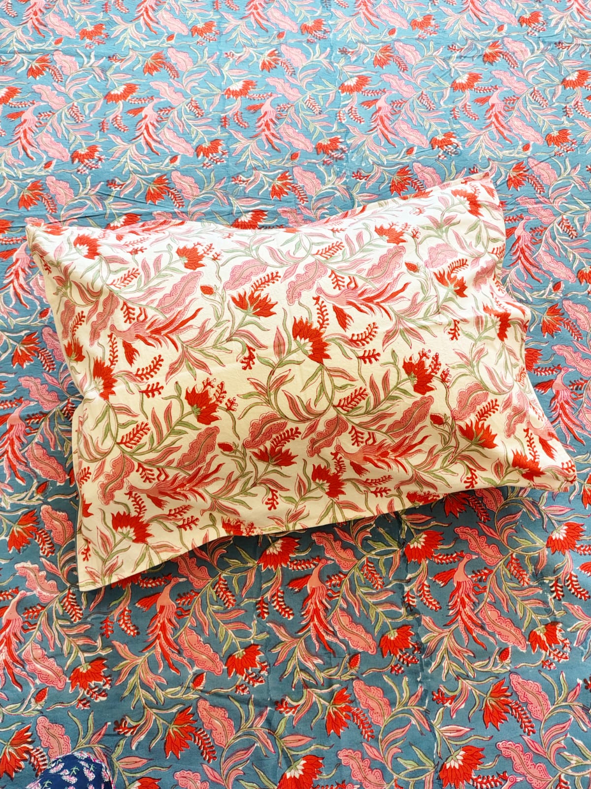 Orange Peacock Matching Bedsheet & Dohar Set