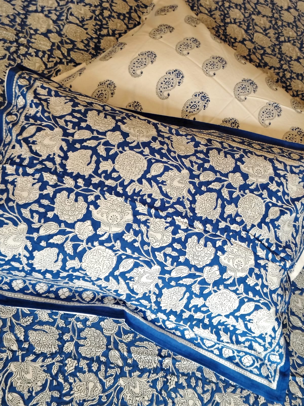 Neel kamal Block Print Bedsheet and Bedcover Combo - 6 Piece Combo