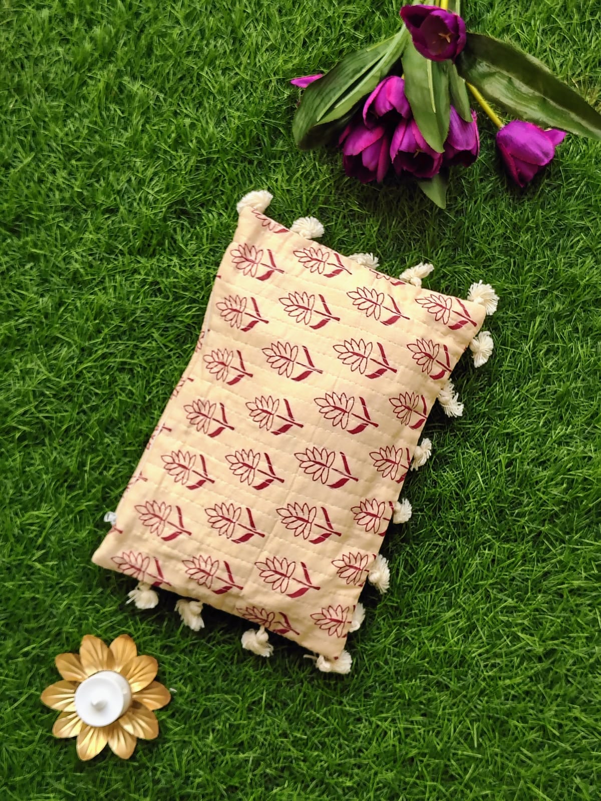 Hand Block Printed Flat Pouches with Zip