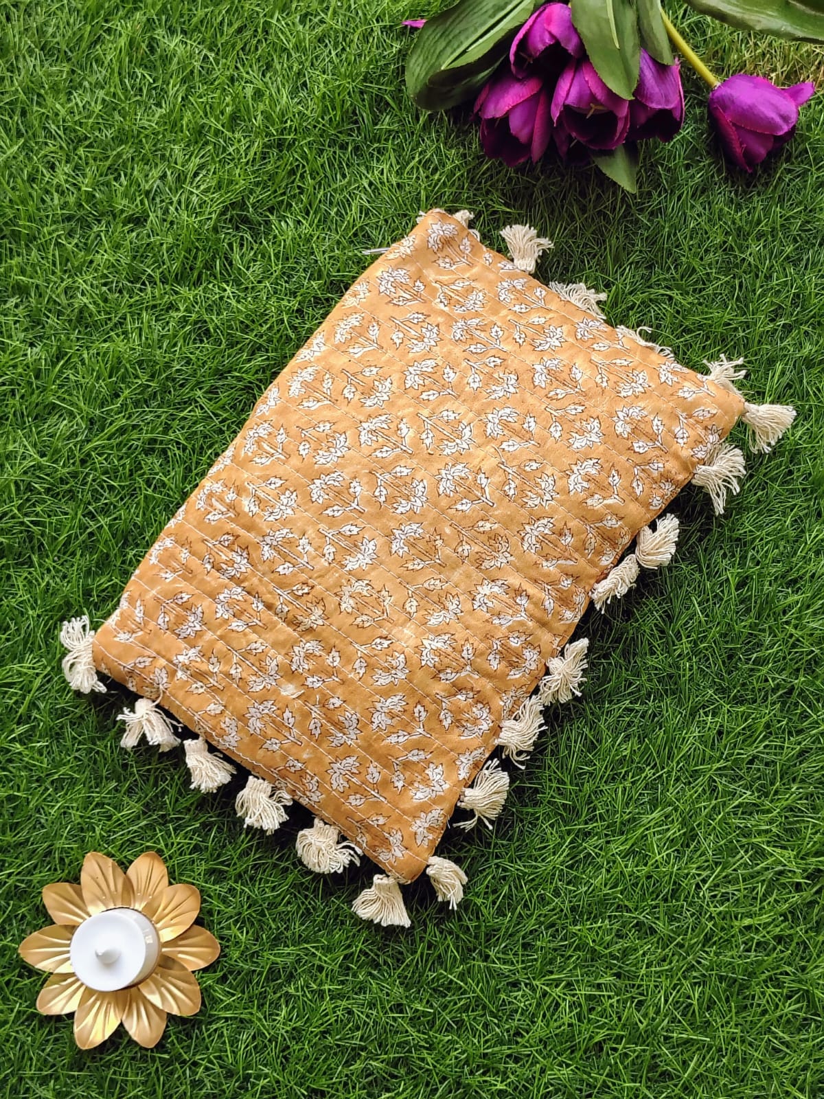 Hand Block Printed Flat Pouches with Zip