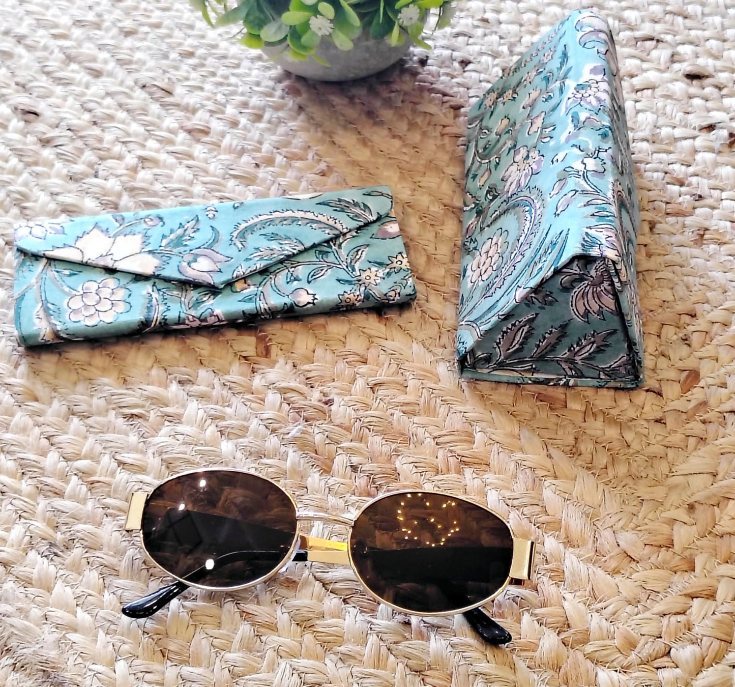Block Printed Foldable Sleek Sunglasses Cover