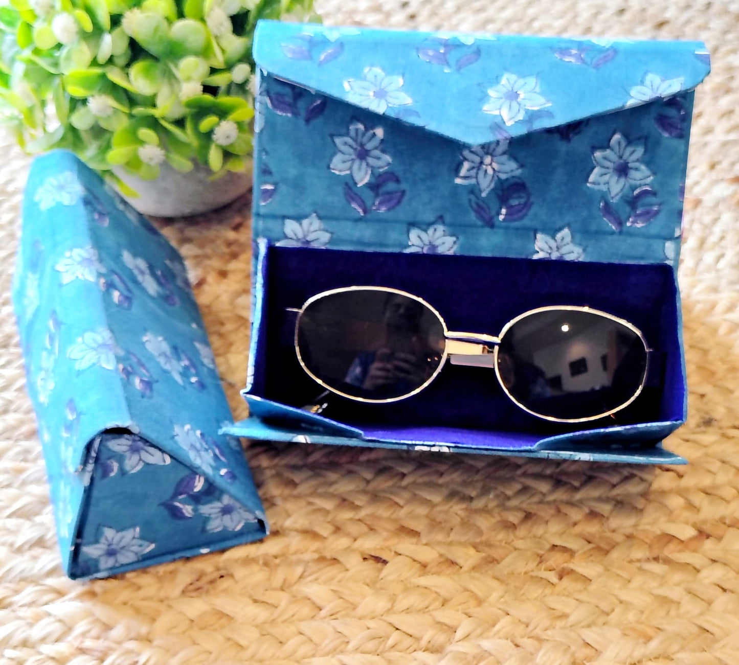 Block Printed Foldable Sleek Sunglasses Cover