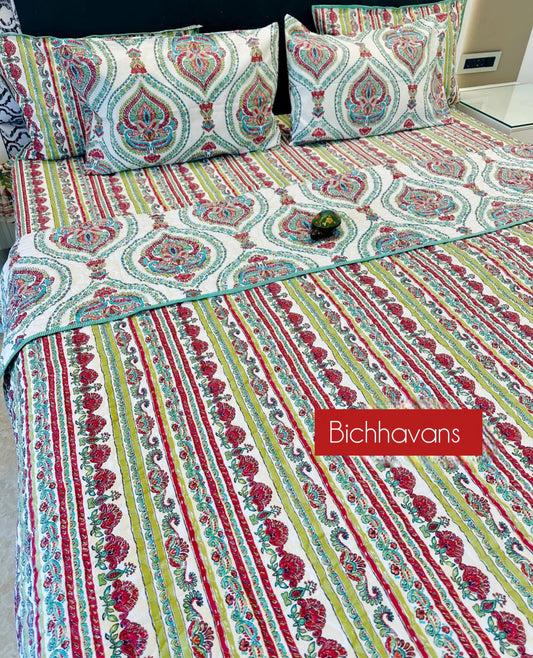 Shahi Traditional Printed Bedsheet with Two Reversible Pillow Covers