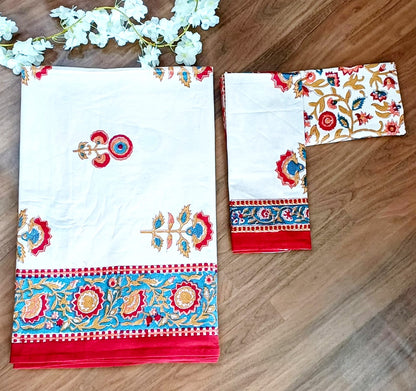 Begum Kamal Block Printed Bedsheet with Two Reversible Pillow Covers