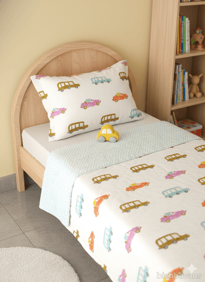 Car Print Kids Hand Block Bedsheet