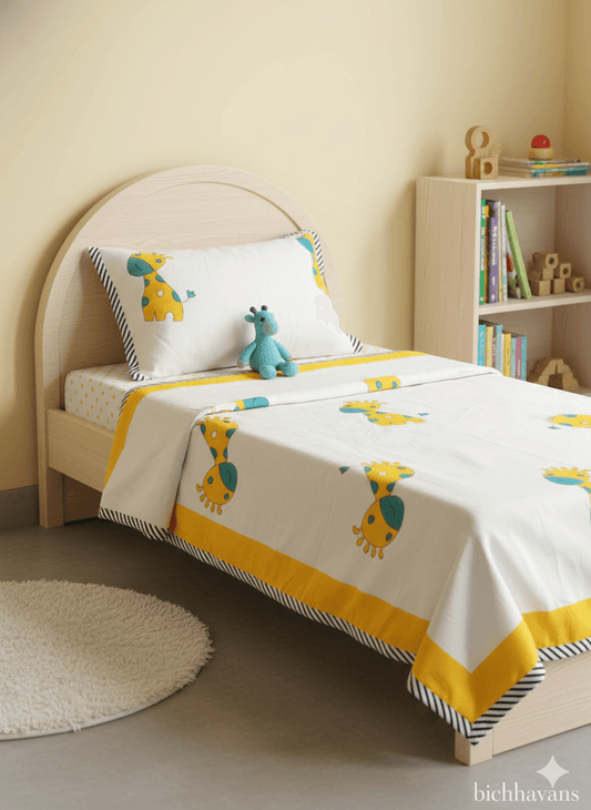 Giraffe Print Kids Hand Block Reversible Dohar