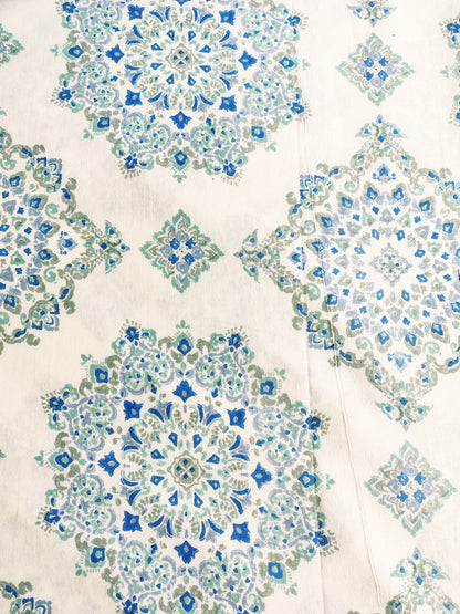Blue Umbrella Traditional Printed Bedsheet with Two Reversible Pillow Covers