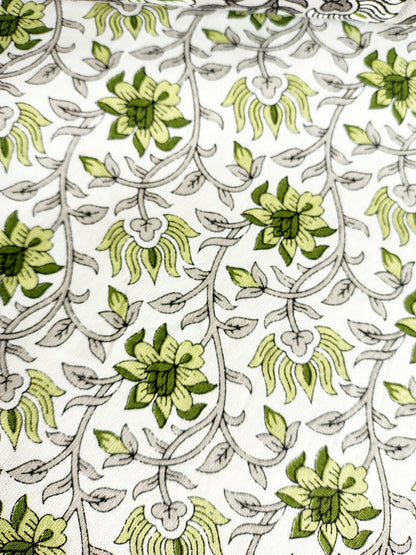 White Floral Jaal Traditional Printed Bedsheet with Two Reversible Pillow Covers