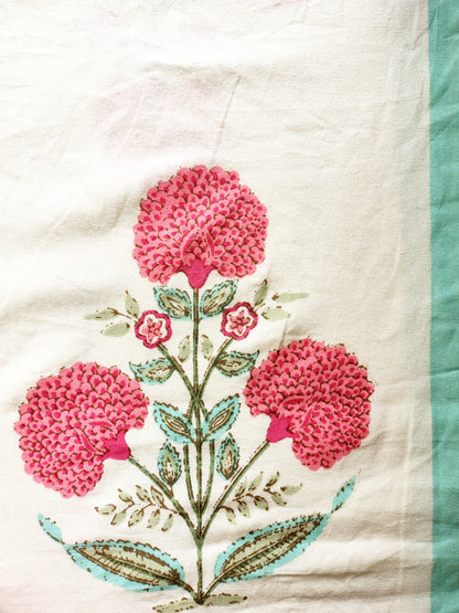 Pink Coco Traditional Printed Bedsheet with Two Reversible Pillow Covers