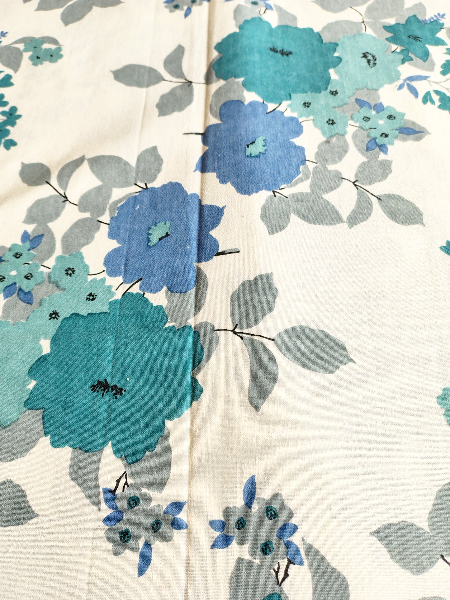 Sea Blue Floral Traditional Printed Bedsheet with Two Reversible Pillow Covers