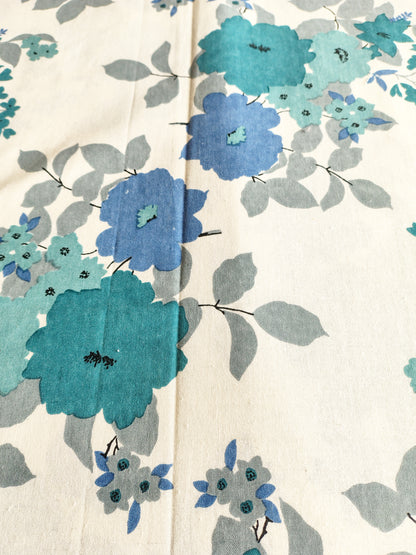 Sea Blue Floral Traditional Printed Bedsheet with Two Reversible Pillow Covers
