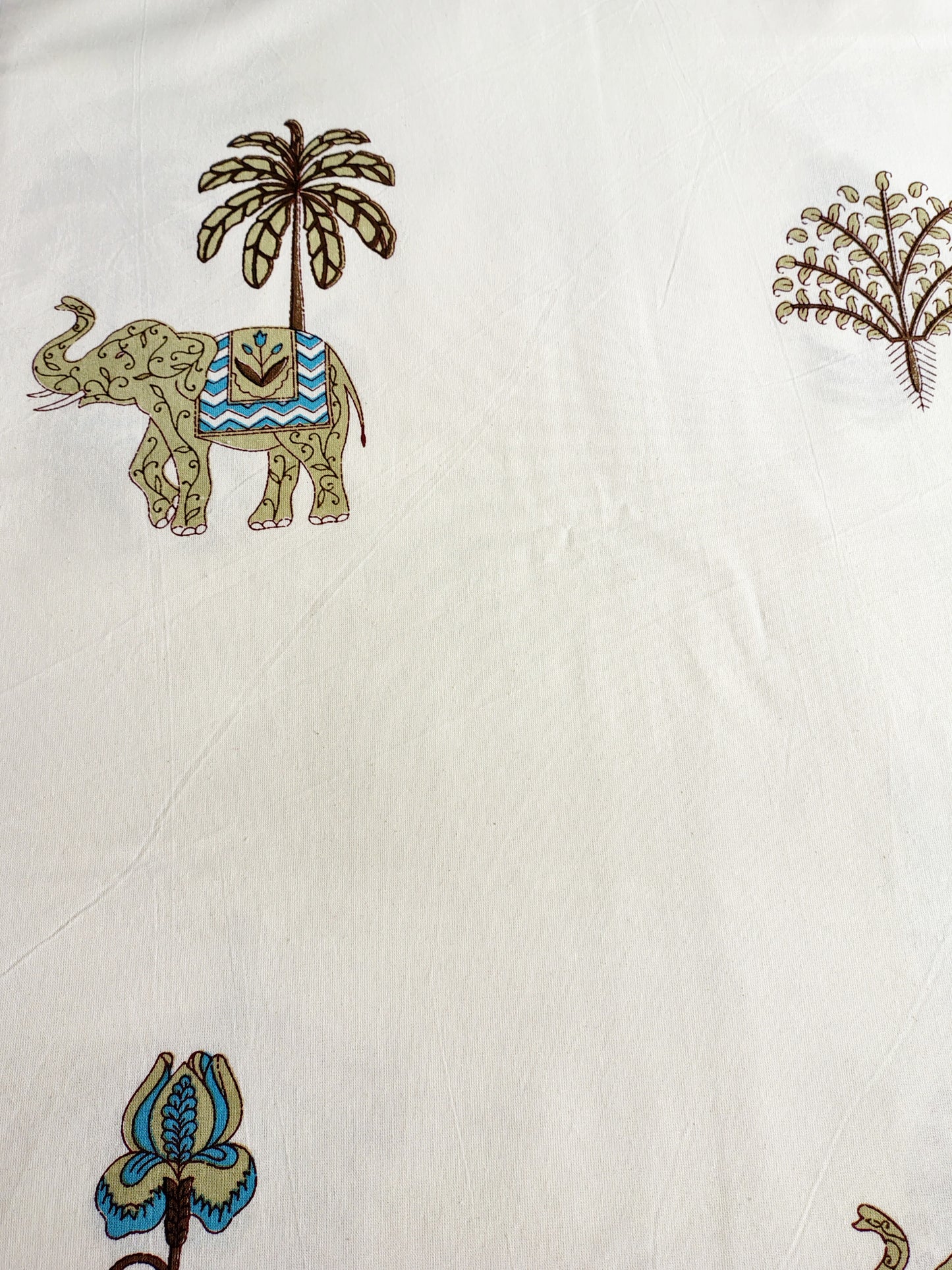 Brown Elephant Floral Traditional Printed Bedsheet with Two Reversible Pillow Covers