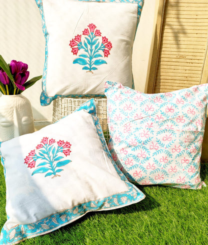 Set of 2 Hand Block Cushion Covers