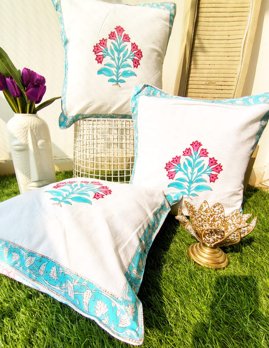 Set of 2 Hand Block Cushion Covers