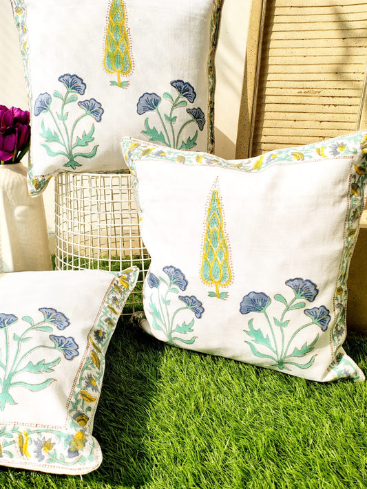 Set of 2 Hand Block Cushion Covers