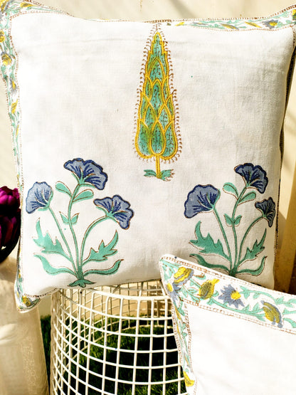 Set of 2 Hand Block Cushion Covers