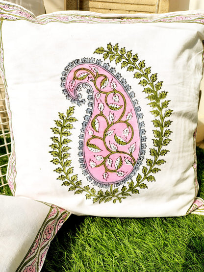 Set of 2 Hand Block Cushion Covers