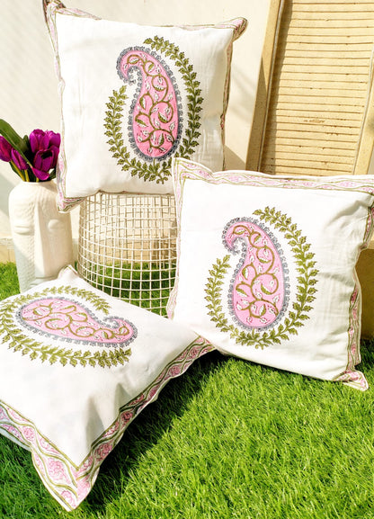 Set of 2 Hand Block Cushion Covers