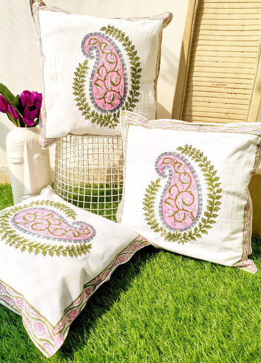Set of 2 Hand Block Cushion Covers