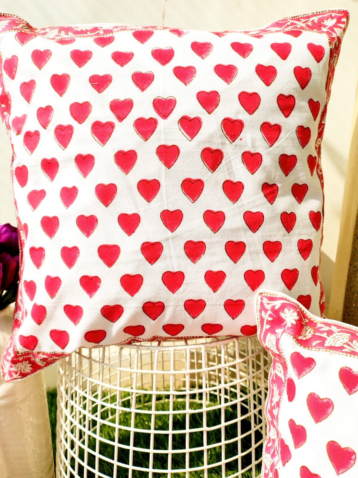 Set of 2 Hand Block Cushion Covers