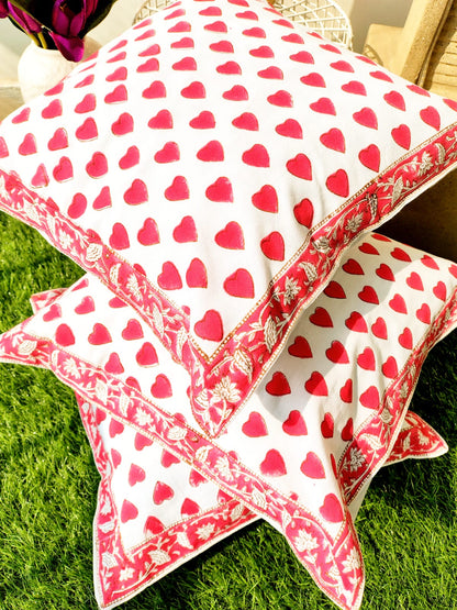 Set of 2 Hand Block Cushion Covers