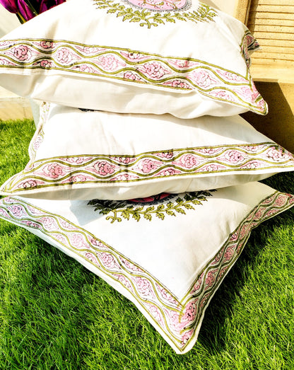 Set of 2 Hand Block Cushion Covers
