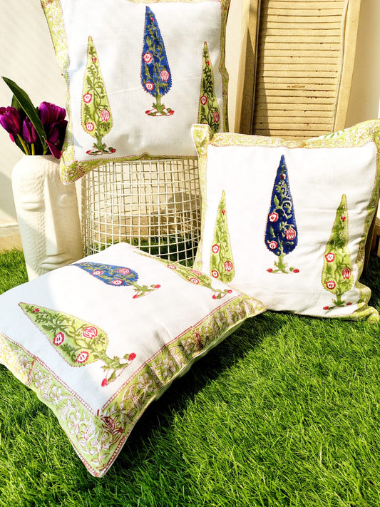 Set of 2 Hand Block Cushion Covers