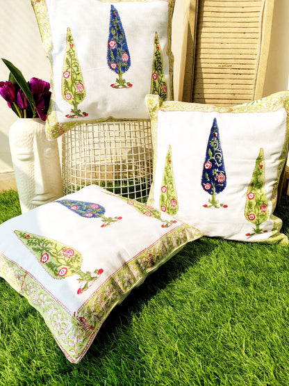 Set of 2 Hand Block Cushion Covers