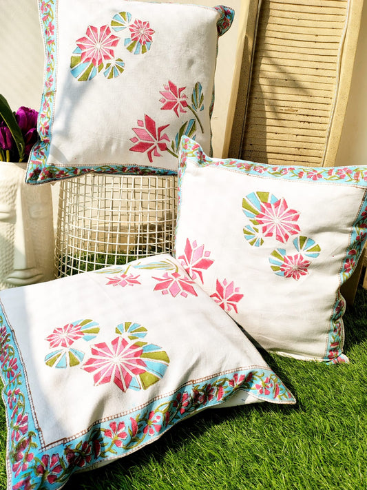 Set of 2 Hand Block Cushion Covers