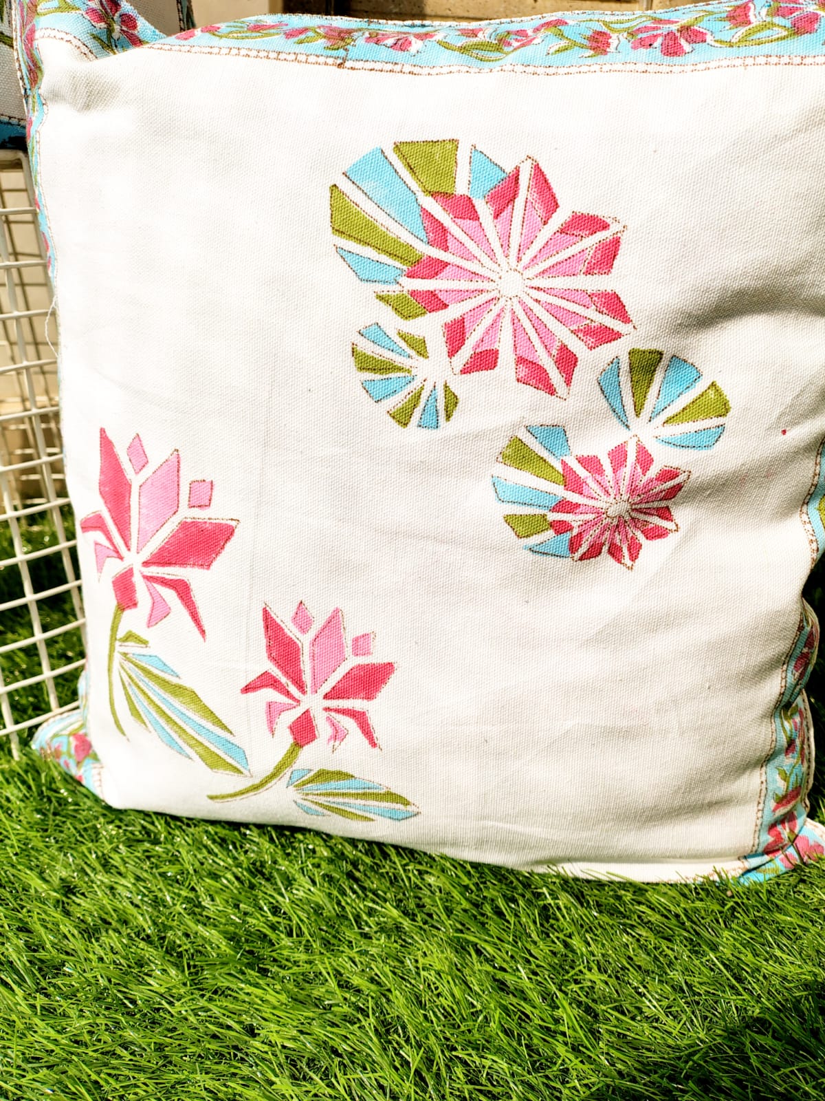 Set of 2 Hand Block Cushion Covers