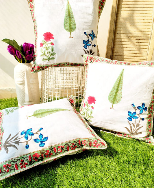 Set of 2 Hand Block Cushion Covers