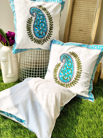 Set of 2 Hand Block Cushion Covers