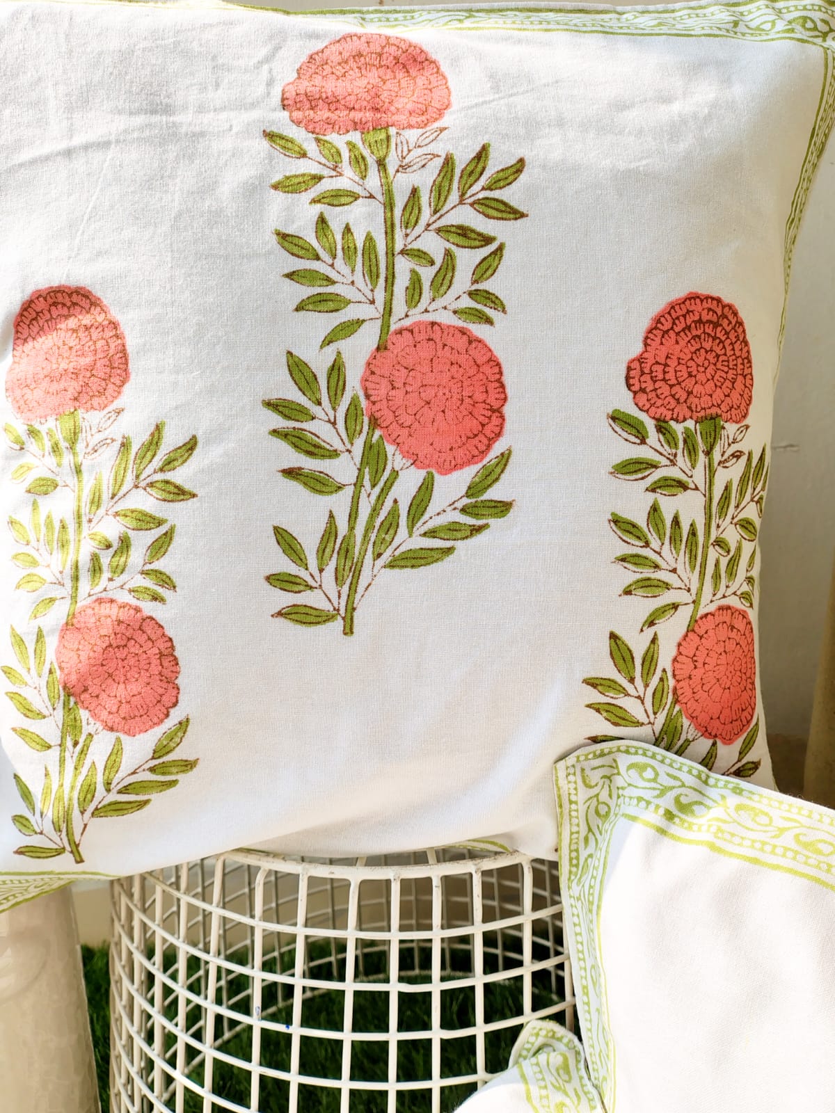 Set of 2 Hand Block Cushion Covers