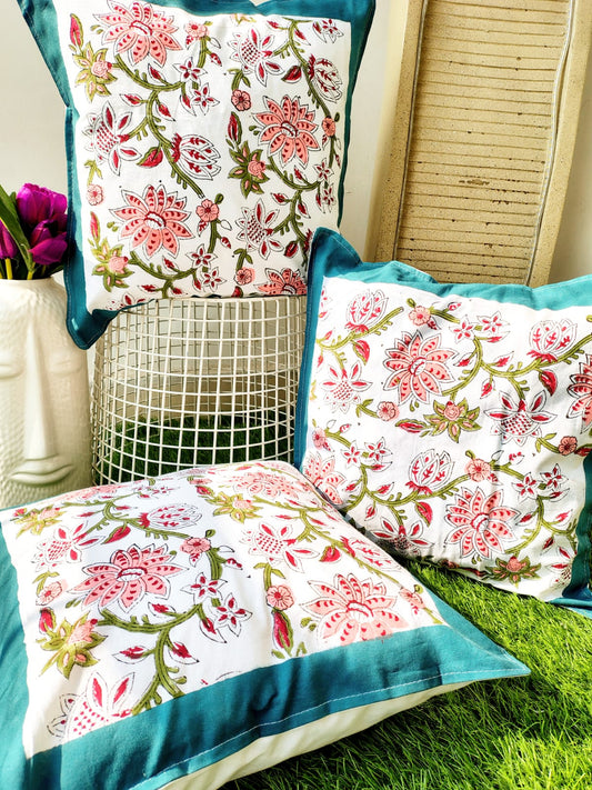 Set of 2 Hand Block Cushion Covers