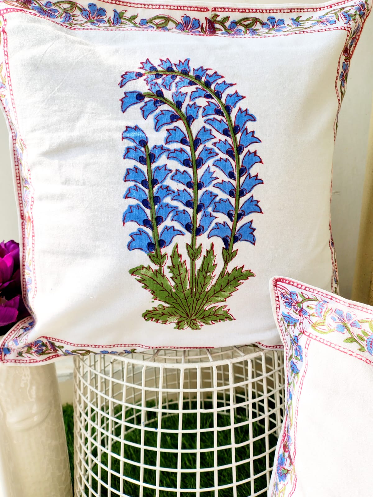 Set of 2 Hand Block Cushion Covers