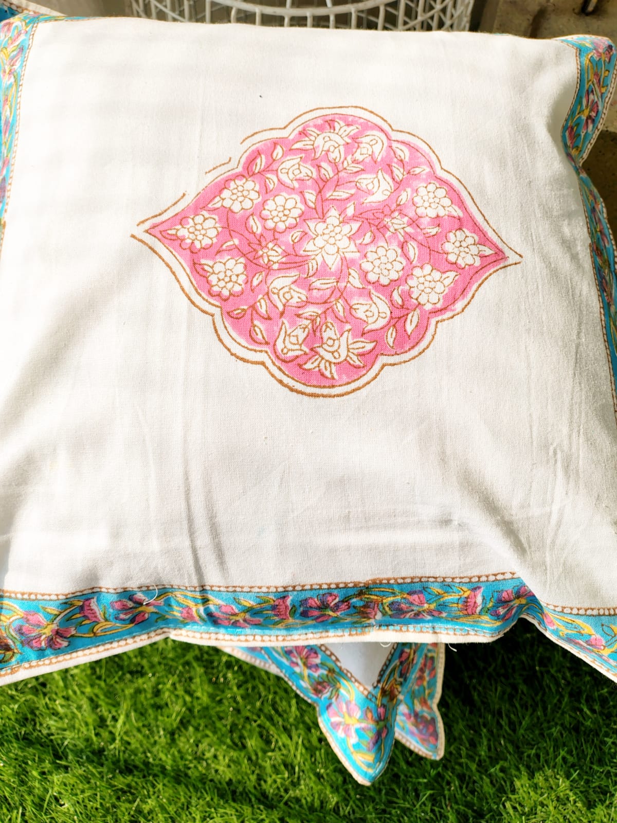 Set of 2 Hand Block Cushion Covers