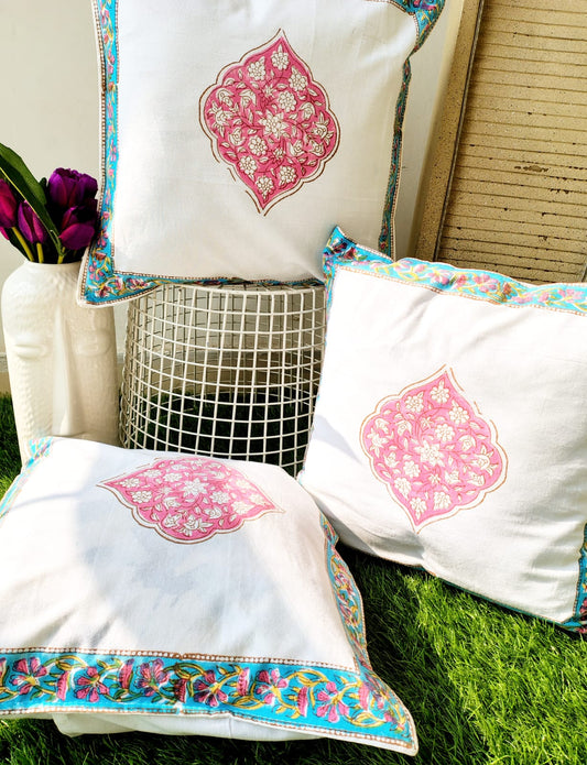 Set of 2 Hand Block Cushion Covers