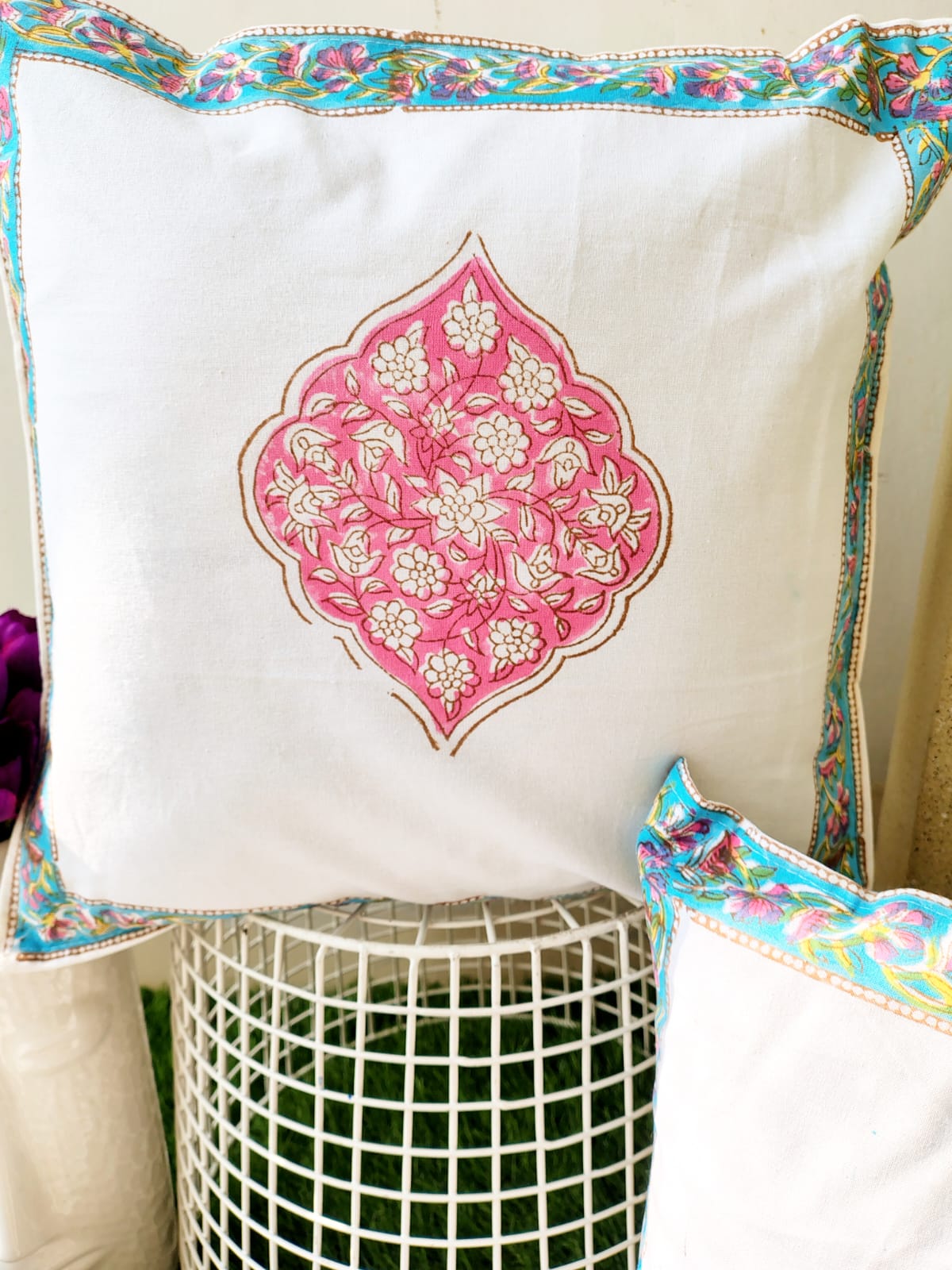 Set of 2 Hand Block Cushion Covers