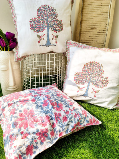 Set of 2 Hand Block Cushion Covers