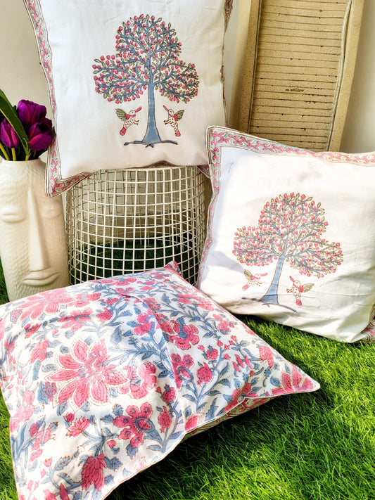 Set of 2 Hand Block Cushion Covers