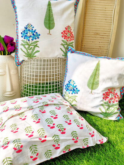 Set of 2 Hand Block Cushion Covers