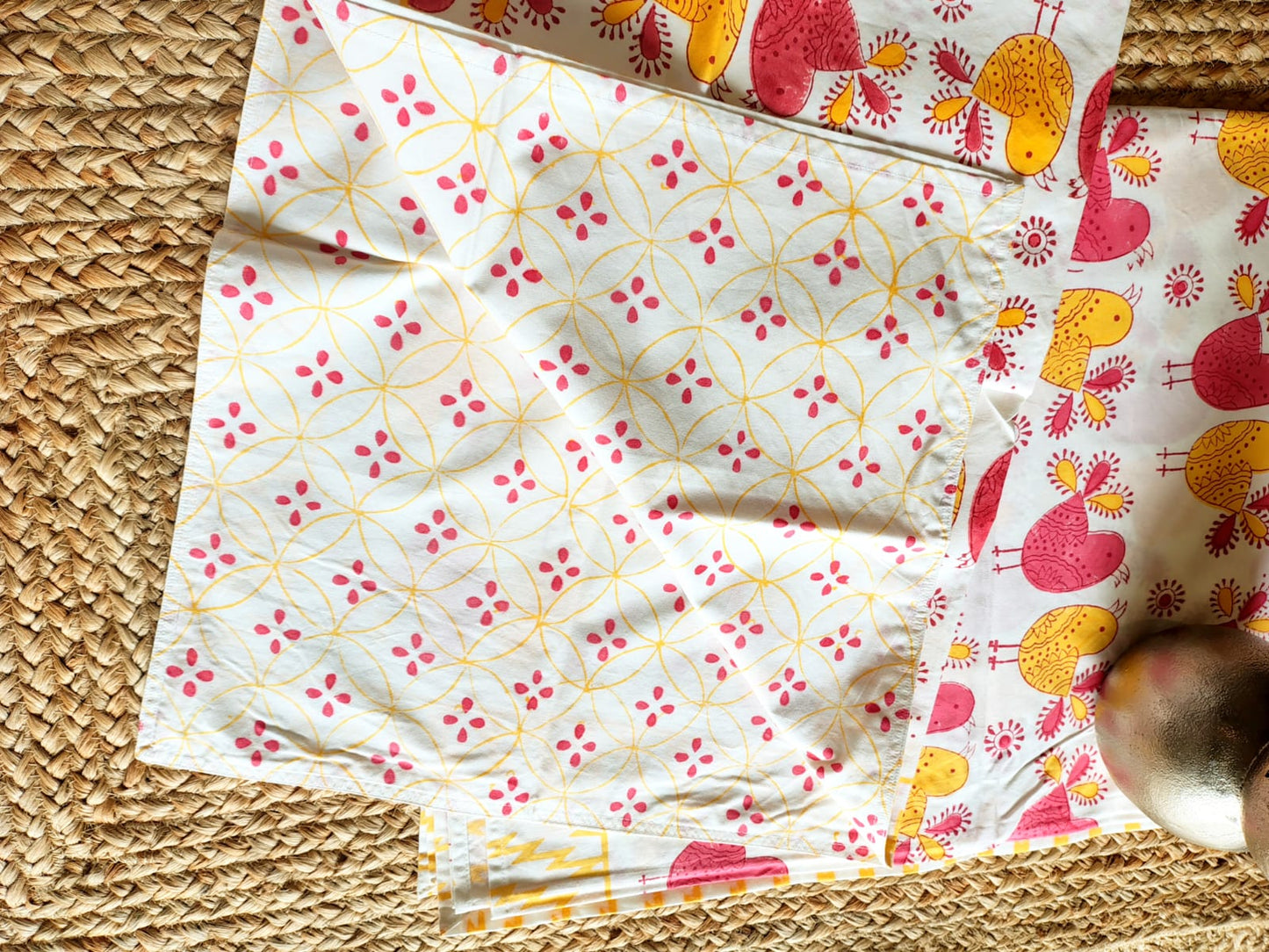Birds Print Kids Hand Block Bedsheet