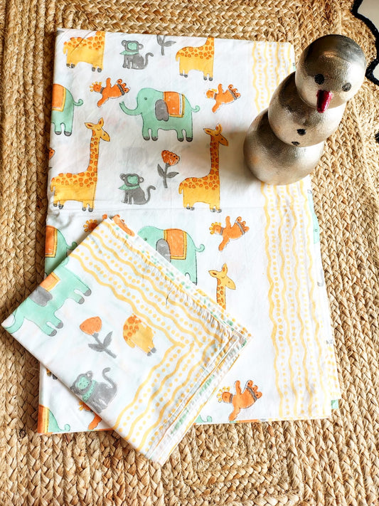 Jungle Print Kids Hand Block Bedsheet