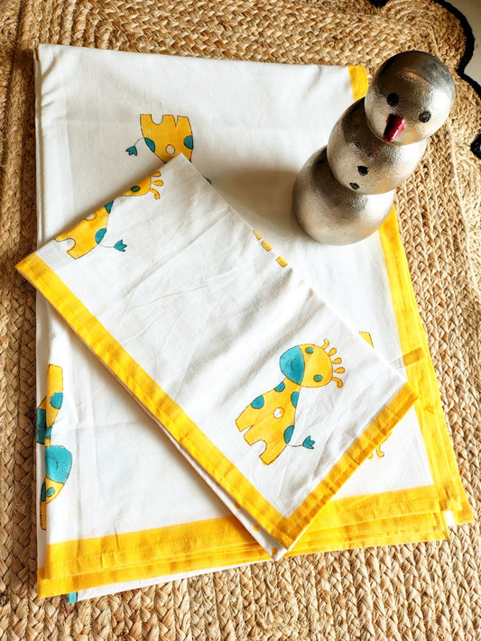 Giraffe Print Kids Hand Block Bedsheet