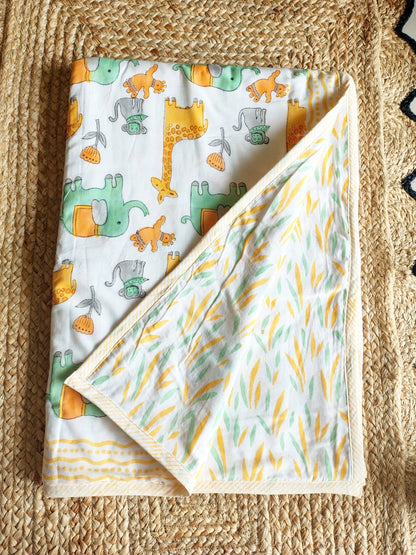 Jungle Print Kids Hand Block Reversible Dohar