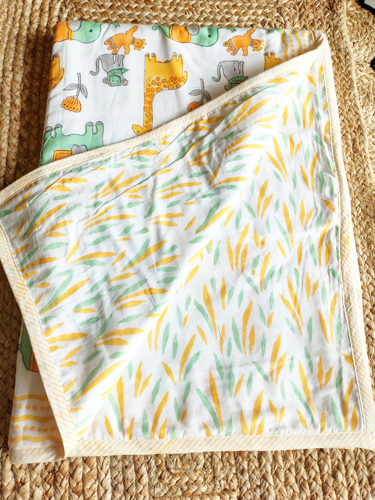 Jungle Print Kids Hand Block Reversible Dohar