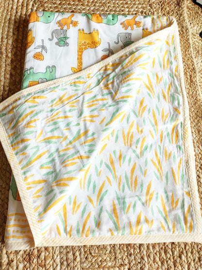 Jungle Print Kids Hand Block Reversible Dohar