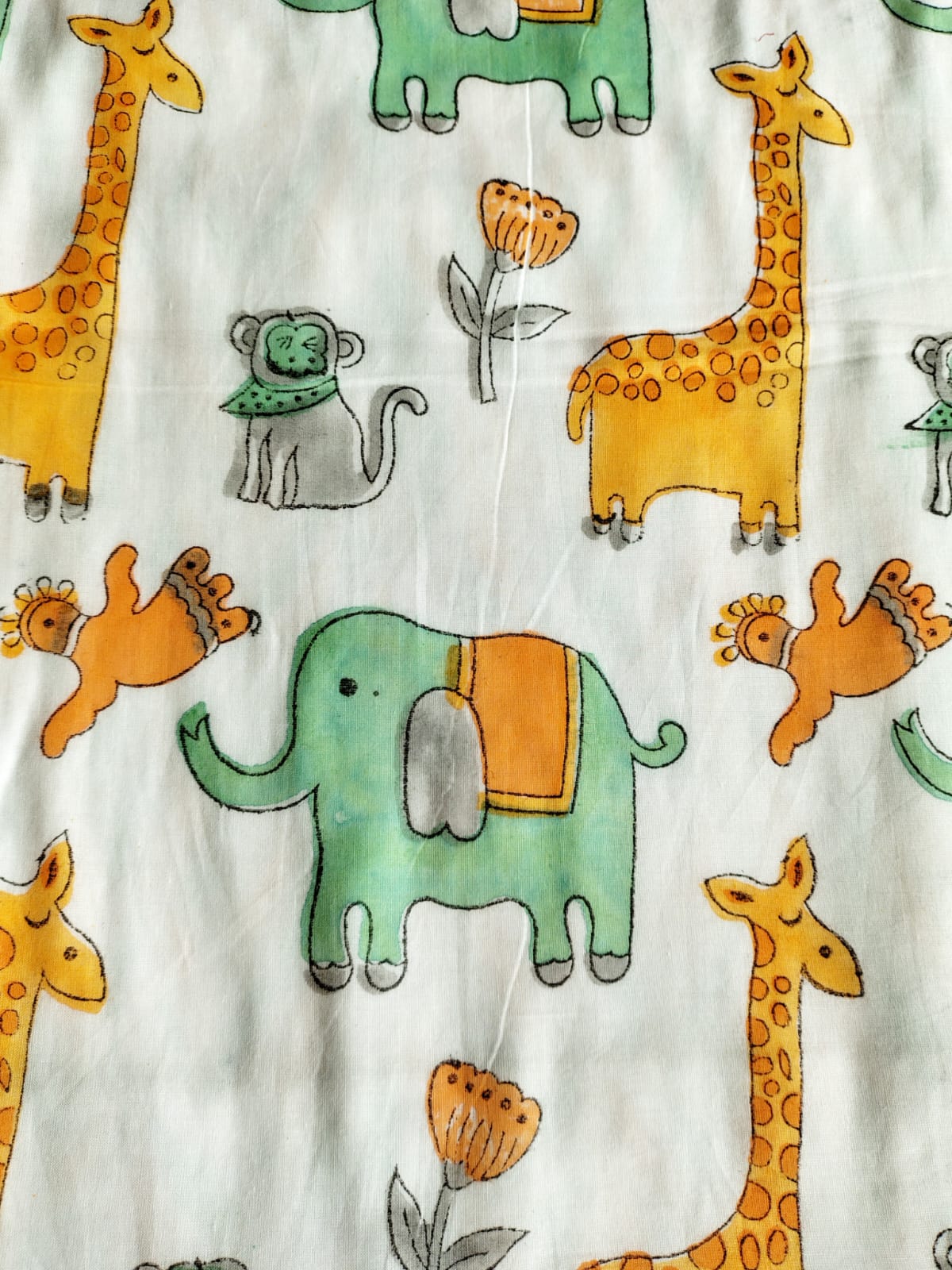 Jungle Print Kids Hand Block Reversible Dohar