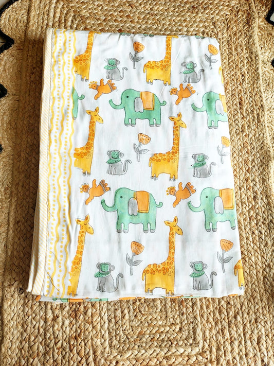 Jungle Print Kids Hand Block Reversible Dohar